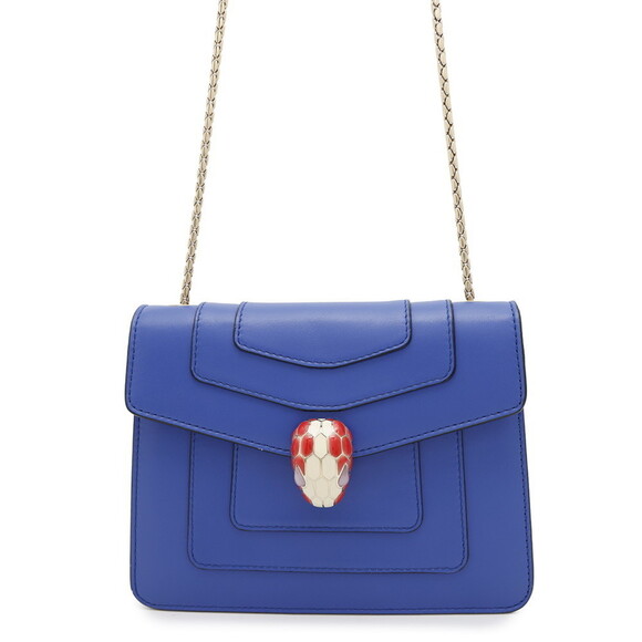 BVLGARI Blue Leather Shoulder Bag - Picture 1 of 16